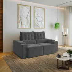 Sofá Retrátil Reclinável 3 Lugares 190cm Porta Copos e USB Embaúba Ext