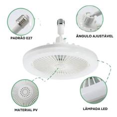 Ventilador de Teto LED E27 36W, Perfeito para Ambientes Com Iluminação