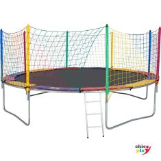 Cama Elástica 4,27m 4 Pés ChicoPlay Lona Preta 