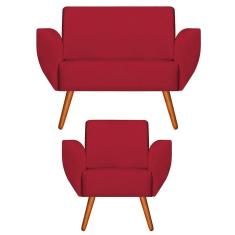 Namoradeira + Poltrona Jolly Suede Vermelho