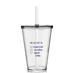 Copo com Tampa e Canudo - Você Me Completa- Para Dia dos Namorados