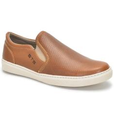 Tênis Iate Masculino Slip On Casual Sapatênis Sem Cadarço Elástico Calce Fácil Em Couro Macio-Masculino
