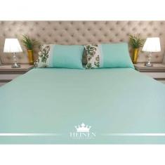 Jogo De Cama Queen 3 Pçs Em Malha 100% Algodão Verde