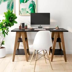 Mesa para Computador Pés Cavalete Maricá Preto - Mais de Casa