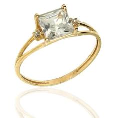 Anel de Ouro 18k Solitário Pedra Quadrada - Elegancy Joias, 12