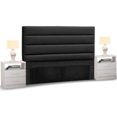 Cabeceira Cama Box Casal King 195cm Greta Corano Preto e 2 Criados Bra