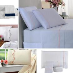 kit jogo de cama com 4 peças lençol completo com porta travesseiro 260