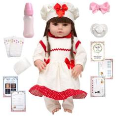 Boneca Reborn 100% Silicone Pode Molhar 13 Itens Enxoval - Cegonha Reb