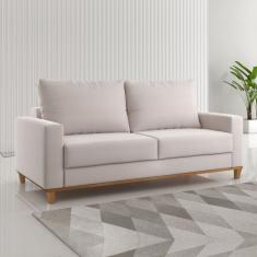 Sofá Living Palazo 1,80m Linho Amêndoa Viero Marrom Com Creme