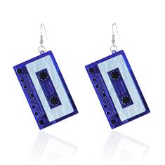 Just Follow Brincos de fita cassete retrô pendurados bonitos para mulheres, joias modernas, acessório de enfeite de orelha, presente de Natal, Plástico, n/c