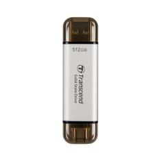 Transcend 512GB External SSD, USB 3.2 Gen 2, Up to 1,050MB/s, Portable SSD with 2-in-1 Type C&Type A, for Steam Deck, ROG Ally, MSI Claw, Windows&Mac, iPhone, iPad, Android, PS5, Xbox, Smart TV-Silver