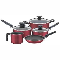 Conjunto De Panelas Tramontina Bergamo Com Revestimento Antiaderente 5 Peças Vermelho