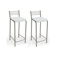 Kit 2 Banquetas Sala Jantar Gênova 2b705cr 2 Un Níquel/courano Branco - Kappesberg
