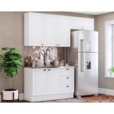 Cozinha Completa Americana (2 Aéreos, 1 Balcão) 3 Peças Branco - Henn