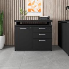 Armário Escritório 90cm x 45cm 1 Porta 3 Gavetas F5 Office - F5 Office