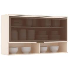 Armário Aéreo P/ Cozinha Connect C/ 1 Porta C/vidro 120cm Off White - Henn