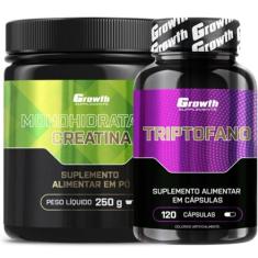 Creatina Pura 250g Monohidratada + Triptofano 120 Caps Growth