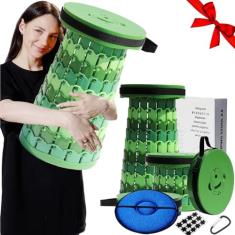 Banqueta dobrável portátil atualizada de 49,7 polegadas com almofada retrátil telescópica dobrável para adultos acampamento resistente com capacidade máxima de carga 453 kg para pesca ao ar livre