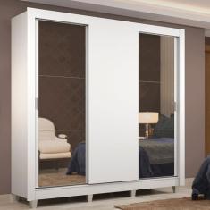 Guarda-roupa Casal Madesa Lyon 3 Portas de Correr com Espelhos 2 Gavetas com Pés