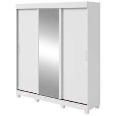 Guarda Roupa 3 Portas Branco 3 Gavetas Saion Plus MDP Texturizado com Espelho Móveis Lopas