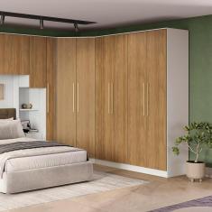 Guarda Roupa Solteiro Adapt N555 2 Portas de Bater MDP Branco-Nogueira Kappesberg