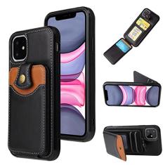 Estojo de cartões de couro de luxo para iPhone 13 12 Mini 11 Pro X XS Max XR SE 2020 7 8 6 6s Plus Carteira Porta-cartões Bolsas de capa de telefone, preto, para iPhone X