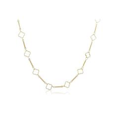 Colar Com Corrente Detalhada Com Flor Vazada Folheado Em Ouro 18k