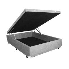 Base Box Baú Casal Suede Cinza 39x138x188 Lord