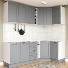 Cozinha Modulada 8 Peças sem Tampo Arizona CabeCasa MadeiraMadeira Cinza/Branco