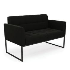 Sofá Namoradeira Elisa Suede Preto Base Metálica Industrial Preto - D`rossi
