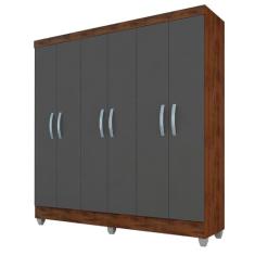 Guarda Roupa Casal Cancun Sem Gavetas 6 Pts Cap/gra - Móveis Arapongas Capuccino/grafite
