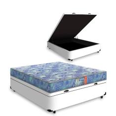 Cama Box com Baú Casal Branca + Colchão de Espuma D20 - Gazin - Supreme 138x188x47cm