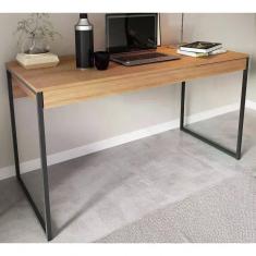 Mesa Escrivaninha 1 Gaveta Pes Tubular Me4156 Amendoa Preto