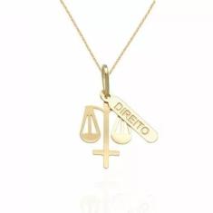 Colar Cordão Direito e Placa Chapa Folheado A Ouro 18k - Milena Folhea