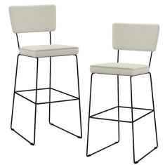 Kit 02 Banquetas Alta Cozinha Sala De Jantar Base Aço Fixa Allana L02 