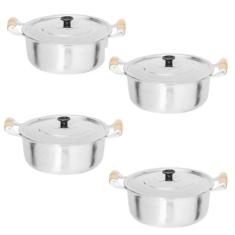 Jogo 4 Panelas Grande Alumínio Batido Fundido Grosso 26, 28, 30, 32CM 