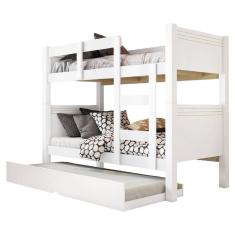 Beliche Solteiro Com Cama Auxiliar Alaska Para Colchão Até 0,88m Branco Conquista Móveis