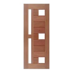 Porta de Madeira Mexicana Horizontal 04 Vidros Maciça Cedro Arana Casm