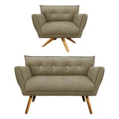 Kit 1 Namoradeira e 1 Poltrona Giratória Anitta Marrom Rato - D' ROSSI