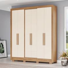 Guarda Roupa Solteiro 06 Portas 03 Gavetas B366 Briz Nature Com Off White