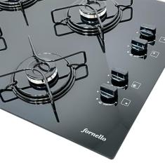 Fogao cooktop Fornello 4 bocas a gás (PRETO)
