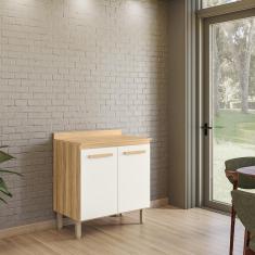 Balcão Intenza Com Tampo 80 Cm E 2 Gavetas Freijo/off White