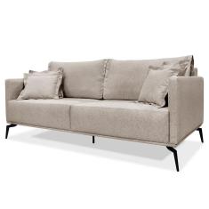 Sofá 3 Lugares 200cm Pés De Metal Vecchia S06 Linho Areia - Mpozenato