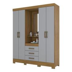 Guarda Roupa Solteiro B24 Nature Cinza  Briz Móveis - HENN