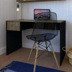 Escrivaninha Mesa Escritório 100cmx47cm 2 Gavetas 100cm Preto E Carval