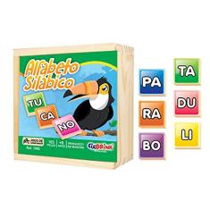 Ciabrink, Alfabeto Silábico para Alfabetização com 165 Peças em MDF, Multicolorido