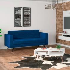Sofá 2 Lugares Vitrola Suede Azul