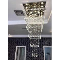 LUSTRE DE CRISTAL COM 1,5 M DE ALTURA,BASE INOX 70X70CM,PARA PÉ DIREITO DUPLO,VÃO DE ESCADA