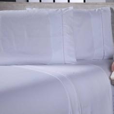 Jogo De Cama Lençol Sofist Ponto Palito 400 Fios Toque Macio Solteiro 02 Peças - Branco