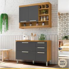 Cozinha Compacta 2 Peças Burguesa Premium Amadeirado Freijó/Grafite
